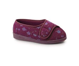 Comfylux DAVINA superwide velcro washable slippers Wine size 7