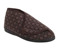 Comfylux Men's James Check Boot Slippers in Brown | Size: 11 Comfylux Brown 11