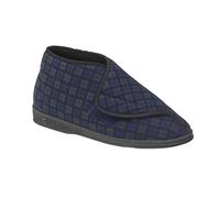 Comfylux Men's James Check Boot Slippers in Navy | Size: 8 Comfylux Navy 8