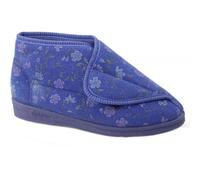 Comfylux Women's Andrea Floral Bootee Slippers in Blue | Size: 3 Comfylux Blue 3