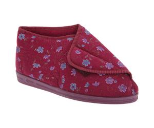 Comfylux Women's Andrea Floral Bootee Slippers in Wine | Size: 9 Comfylux Wine 9