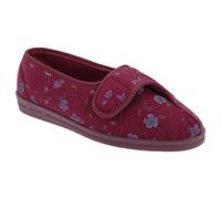 Comfylux Womens Diana Touch Fastening Washable Wide Fit Slippers Wine (EE Fitting) 6 UK