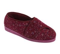 Comfylux Womens/Ladies Helen Floral Superwide Slippers (9 UK) (Wine)