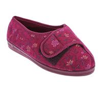 Comfylux Womens Super Wide Touch Fastening Washable Ideal Diabetic Slippers Wine (EEEE Fitting) 9 UK