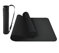 ComFyMat Yoga Mat - Non-Slip Premium TPE Eco-Friendly Workout Mat for Pilates, Meditation - Black/Black (183cm x 61cm x 6mm) with Bonus Waterproof Carry Bag