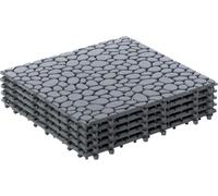 ComfyNex 4Pcs Garden Plastic Tiles | Grey Decking Tiles Cosmopolitan Patio, Terrace, Deck Tiles | Interlocking Easy Click Garden Tiles Weather Proof, Anti Slip, Path Floor Lawn Paving Patio