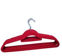 ComfyNex Premium Quality Velvet Hangers | Non-Slip Space Saving Clothes Hangers with Tie Bar, 360° Swivel Hooks - Space Saving, Sturdy to hold Jacket, Jumper & Pullover (60, Red)