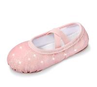 Comfyouth Ballet Shoes for Girls Glitter Dance Shoes Split Sole Ballet Flats Leather Ballerina Dance Slippers for Childrens Toddlers Kids Pink