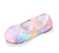 Comfyouth Ballet Shoes Girls Glitter Ballet Flats Split Sole Dance Shoes Leather Ballerina Shoes Ballet Dance Slippers with Elastic Cross Straps for Toddlers Kids Rainbow