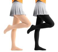 Comfyouth Girls Thermal Tights Kids 2 Pair Winter Warm High Waisted Stretch School Tights with Fleece Lining at the Feet for Girls 3-14 Years