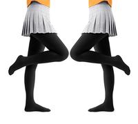 Comfyouth Girls Thermal Tights Kids 2 Pair Winter Warm High Waisted Stretch School Tights with Fleece Lining at the Feet for Girls 3-14 Years