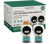 COMFYPET 60-Day Cat Calming Diffuser-Naturally Effective Pheromone Diffuser for Reducing Anxiety, Helps Reduce Scratching, Urine Spraying, Fighting, Hiding, Excessive Meowing, 2 x 48 ml, 2 x Diffusers