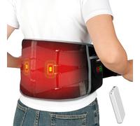 Comfytemp Cordless Back Heat Pad with Massager for Pain Relief, Portable Heated Warmer with Dual Adjustable Straps, Waist Belt for Period, Lower Back Massager, 3 Heating Levels with 30mins Auto-Off