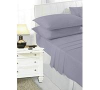 ComfyTrends 4 Piece Plain Bed Sheets Set In 22 Colors - (Flat Sheet + Fitted Sheet + Pair Of Pillow Cases) - Easy Care Non-Iron Poly Cotton Fabric (Grey, Super King - Sheets Set)