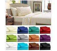 ComfyTrends 4 Piece Plain Bed Sheets Set In 22 Colors - (Flat Sheet + Fitted Sheet + Pair Of Pillow Cases) - Easy Care Non-Iron Poly Cotton Fabric (Navy, Single - Sheets Set)