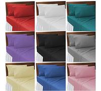 ComfyTrends Brushed Cotton Flannelette Plain Sheets Set (Fitted Sheet + Flat Sheet + Pair of Pillowcases) 11 Colors In UK Sizes (Sky Blue, Double - 4pc Sheets Set)