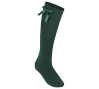 ComfyWear 3 Pairs Girls Knee High Socks With Bow, Kids Socks, Back to School Socks, Uniform Socks, Cotton Rich Long High Knee Socks, Green Socks, fits (Aged 2-4 Years/Kids Shoe Size 6-8) - Green Bow