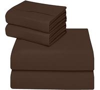 ComfyWell Bedding Single Bed - Single Bed Sheets Fitted Deep Pocket (35 cm) - Soft Brushed Microfibre Fabric Brown Bedding - Shrinkage and Fade Resistant. (Single (90x190cm), Brown)