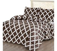 ComfyWell Single Duvet Set - Printed Duvet Cover Sets Quilt Cover Single Size Bed with 1 Pillowcases Zipper Closure-Ultra Soft Brushed Microfiber. Brown