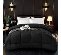 ComfyWell Super King Duvet - Plain Quilt Comforter Bedspreads, Coverlets & Sets, 2 Pillowcases Warm and Anti Allergy All Season Coverless Duvet, Throws For Bed.(Super King (220x260cm), Black)