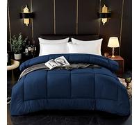 ComfyWell Super King Duvet - Plain Quilt Comforter Bedspreads, Coverlets & Sets, 2 Pillowcases Warm and Anti Allergy All Season Coverless Duvet, Throws For Bed.(Super King (220x260cm), Navy Blue)