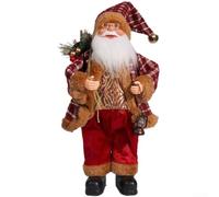Comgooldool 12 Inch Santa Doll Figure for Fireplace Mantel Decoration | 12 inch height, sitting pose, polyester fabric, red suit, fireplace mantel display(I)