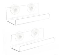 Comgooldool 2-Pack 6 Inch Clear Acrylic Floating Shelves With Strong Suction Cups, No Drill Window Plant Shelf For Bathroom/Kitchen/Living Room/Decor, Space Saving Display Rack