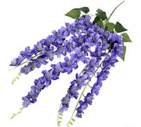 Comgooldool 5-Branch Artificial Flowers, 70Cm Pan Woven Fabric Fake Floral Wall Hanging With Bendable Wire For Wedding Ceiling Decor, Home Event Embellishment (White)(Purple)