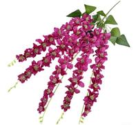 Comgooldool 5-Branch Artificial Flowers, 70Cm Pan Woven Fabric Fake Floral Wall Hanging With Bendable Wire For Wedding Ceiling Decor, Home Event Embellishment (White)(Red)