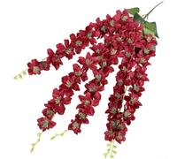 Comgooldool 5-Branch Artificial Flowers, 70Cm Pan Woven Fabric Fake Floral Wall Hanging With Bendable Wire For Wedding Ceiling Decor, Home Event Embellishment (White)(Red)