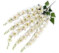 Comgooldool 5-Branch Artificial Flowers, 70Cm Pan Woven Fabric Fake Floral Wall Hanging With Bendable Wire For Wedding Ceiling Decor, Home Event Embellishment (White)(Sparkling Wine Color)