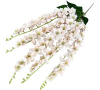 Comgooldool 5-Branch Artificial Flowers, 70Cm Pan Woven Fabric Fake Floral Wall Hanging With Bendable Wire For Wedding Ceiling Decor, Home Event Embellishment (White)(Light Pink)