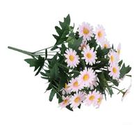 Comgooldool 9 Head Artificial Daisy Bouquet Silk Flowers With Wire Stems Lifelike Fake Flower Arrangement For Home Garden Bedroom Office Wedding Table Centerpiece Decor White(Purple)
