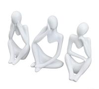 Comgooldool Abstract Resin Sculptures Modern Left Right Thinking Figurines Nordic Style Home Decoration Art Piece For Entrance Hall Living Room Shelf Gold Silver Sandstone(White set)