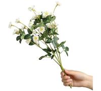 Comgooldool Artificial Bouquet With Adjustable Stems, Lifelike Plastic Silk Flowers For Wedding Centerpiece Home Decor Party Arrangements, 40Cm Red White Pink Blue Purple Yellow Green Bunch(White)