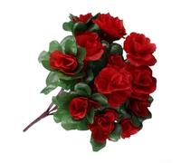 Comgooldool Artificial Silk Azalea Bouquet, 35Cm Fake Rhododendron Flowers With 21 Blooms For Home Table Centerpiece, Wedding Party Wall Garden Outdoor Decor Arrangement(Red)