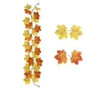 Comgooldool Autumn Maple Leaf Vine Wreath Silk Garland(Orange-yellow)