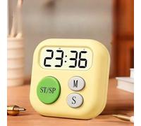 Comgooldool Digital Alarm Clock With LCD Display, Mechanical Bell Sound & Silent Operation, Cartoon Design R For Students Kids Cooking Baking Study, for battery Powers (White)(Yellow)