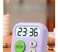 Comgooldool Digital Alarm Clock With LCD Display, Mechanical Bell Sound & Silent Operation, Cartoon Design R For Students Kids Cooking Baking Study, for battery Powers (White)(Purple)