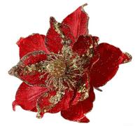 Comgooldool European Style Artificial Poinsettia 20cm Bloom Red Gold