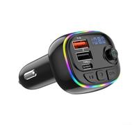 Comgooldool FM Transmitter For Car With Wireless 5.4, Dual USB Charger 5V3A Fast Charging, MP3 Player Adapter With Hands-Free Calling And LED Light For IPhone for ANDROID