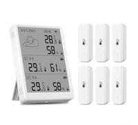 Comgooldool For Tuya RF433 WiFi Hygrometer Thermometer Temperature and Humidity Sensor with Large LCD Screen, 100m Range, Supports Up to 10 Sensors, Real-Time App Alerts(1*Monitoer+ 6*Sensor)