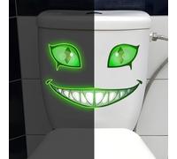 Comgooldool Glow In The Dark for DEMON Toilet Er, Funny PVC Decal For Bathroom Seat Lid, Waterproof Self Wall Art Decor For Home Restroom Mirror Glass Tiles Green 26X17cm