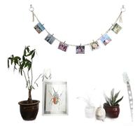 Comgooldool Hand Woven Bohemian Wall Hanging Tapestry Photo Display Board With Fringe Decor For Living Room Bedroom Study Natural Cotton Wood Artistic Home Accent Beige(A)