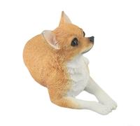 Comgooldool Highly Detailed Real Life Sitting Chihuahua Figurine Resin Garden Decoration Frost Resistant Outdoor Ornament For Home Patio Black(Khaki)