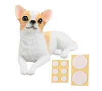Comgooldool Highly Detailed Real Life Sitting Chihuahua Figurine Resin Garden Decoration Frost Resistant Outdoor Ornament For Home Patio Black(Khaki White)