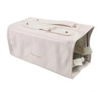 Comgooldool Large Capacity Cosmetic Storage Bag, Foldable PU Makeup Organizer with Multiple Compartments for Travel Toiletries and Daily Essentials, Portable Hanging Design for Women, Black(White)