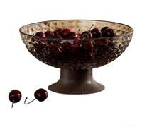 Comgooldool Luxury High Foot Fruit Bowl With Drainage Base, Large Capacity Snack Tray For Kitchen Dining, Modern PET Plastic Serving Dish For Fruits Nuts And Party Decor, Cream White(Brown)