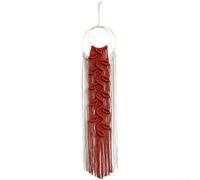 Comgooldool Macrame Wall Hanging Tapestry Hand Woven Cotton Rope Leaf Fringe Bohemian Decor, For Living-Room Bedroom Balcony Modern Minimalist Home Art 86X20cm Green(Red)