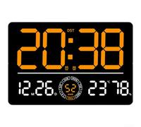 Comgooldool Modern LED Digital Wall Clock With Wireless Auto Adjustment, Temperature Display And for perpetual Calendar, Adjustable Brightness Alarm For Living Room Office Decor, Blue(D)